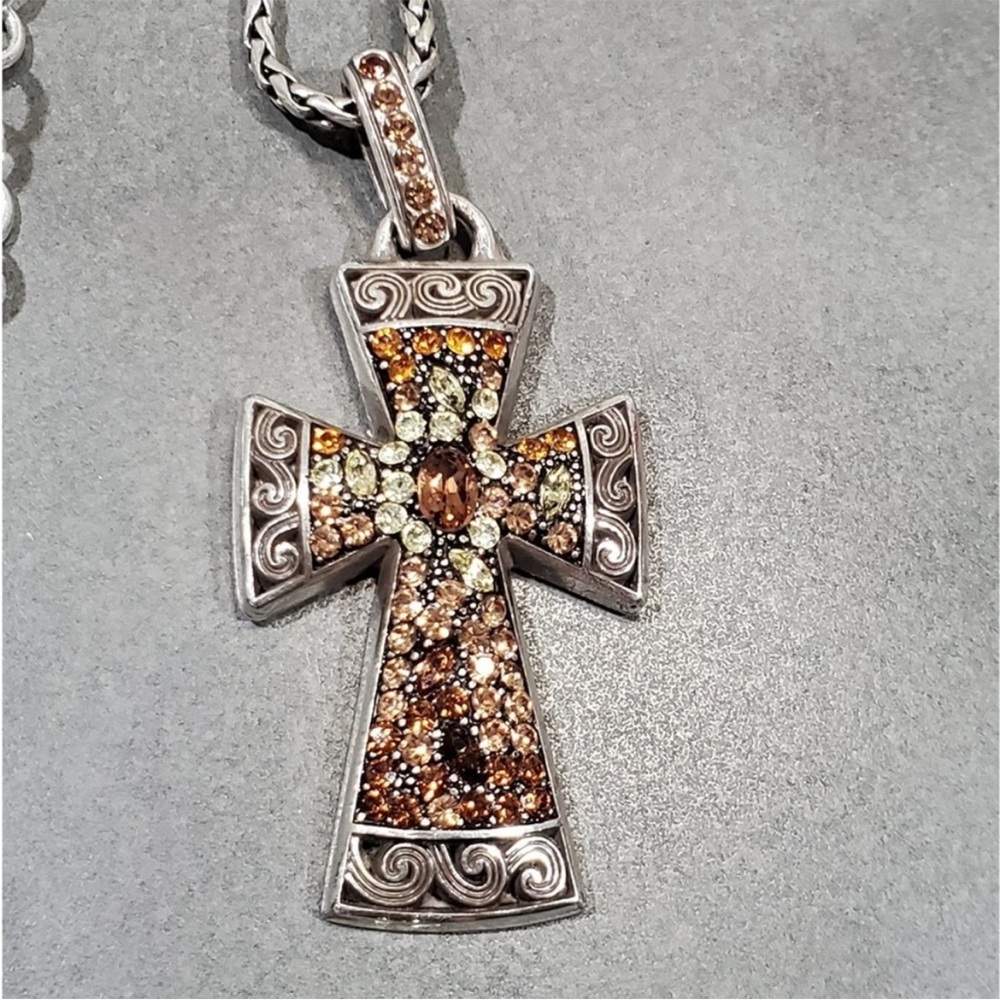 BRIGHTON Sterling Silver and Gold Cross Pendant “TRUST”